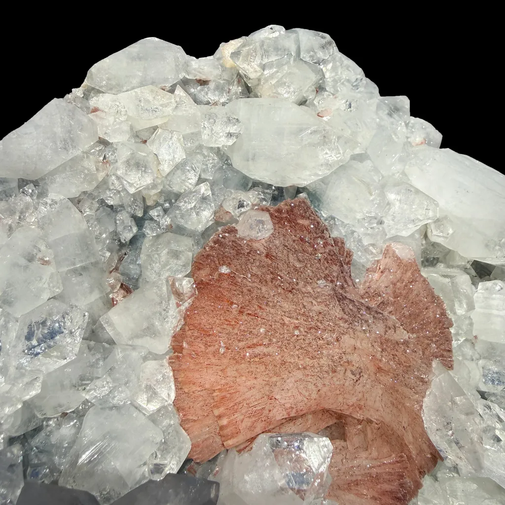 Peach Heulandite on Sparkling Clear Apophyllite Matrix from Jalgaon Maharashtra India | Natural Zeolite Mineral Specimen DKT80 - image 6