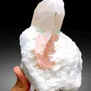 Peach Pink Color Morganite with Green Tourmalines, Quartz and Cleavelandite Albite - 1065 g - image 4