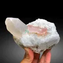 Peach Pink Color Morganite with Green Tourmalines, Quartz and Cleavelandite Albite - 1065 g - image 5