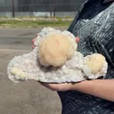 Peach Stilbite Ball Cluster on Blocky Clear Apophyllite Matrix – Rare Indian Zeolite Mineral Specimen from Nashik - image 8