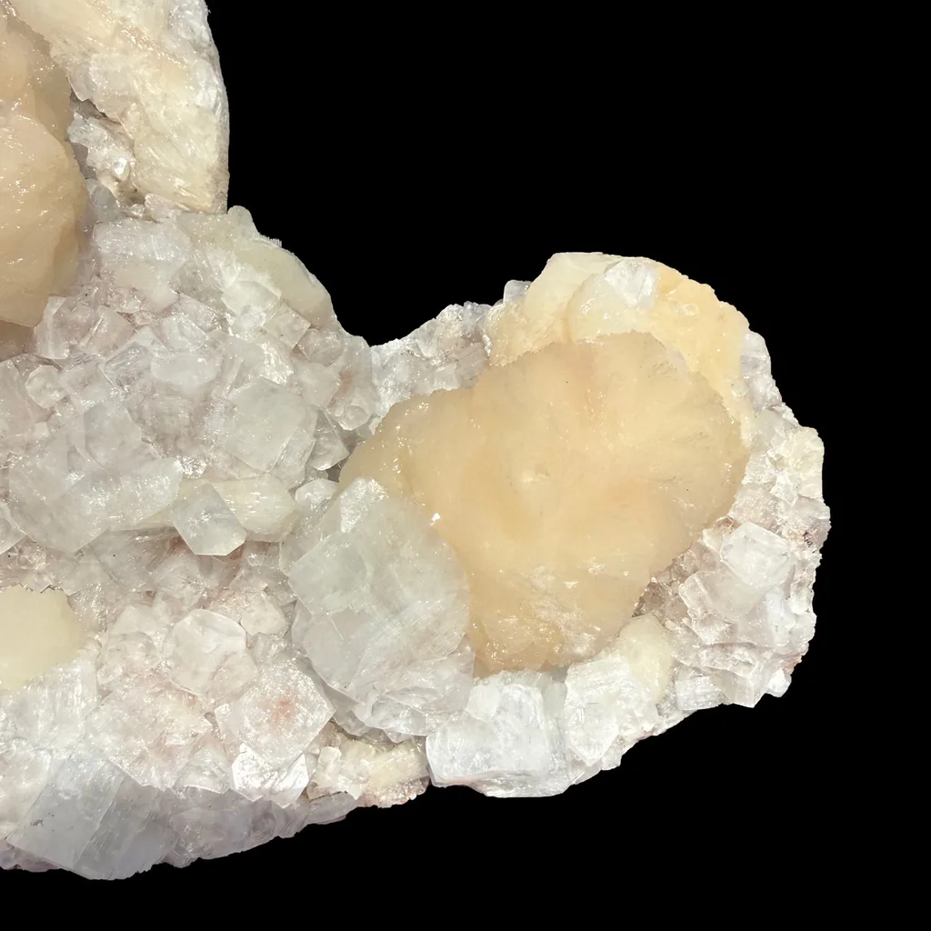 Peach Stilbite Ball Cluster on Blocky Clear Apophyllite Matrix – Rare Indian Zeolite Mineral Specimen from Nashik - image 7