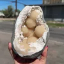 Peach Stilbite Clusters in Shimmering Chalcedony Geode Vug – Premium Indian Zeolite Mineral Specimen from Nashik - image 7
