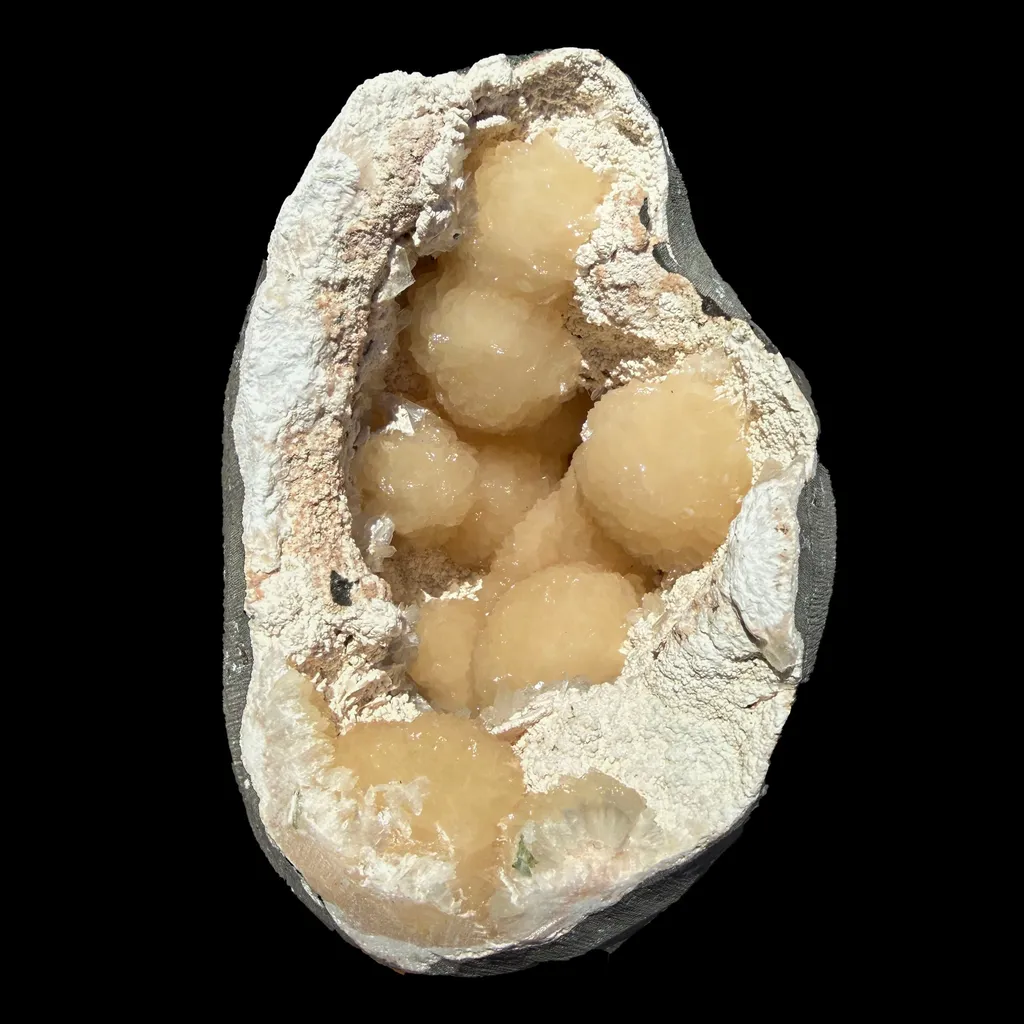 Peach Stilbite Clusters in Shimmering Chalcedony Geode Vug – Premium Indian Zeolite Mineral Specimen from Nashik - image 2