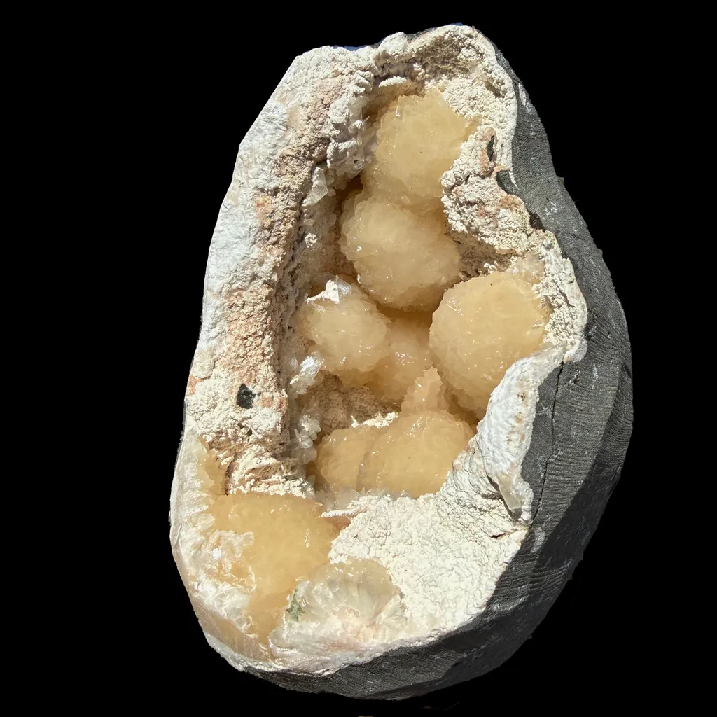 Peach Stilbite Clusters in Shimmering Chalcedony Geode Vug – Premium Indian Zeolite Mineral Specimen from Nashik - image 3
