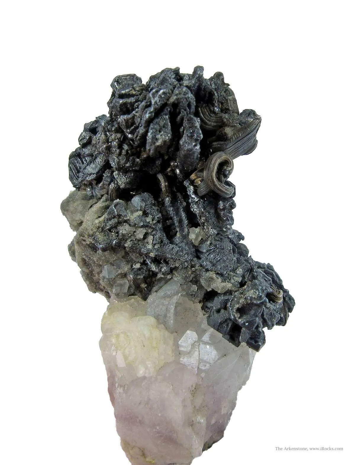 Pearceite With Wire Silver and Acanthite on Quartz - image 4