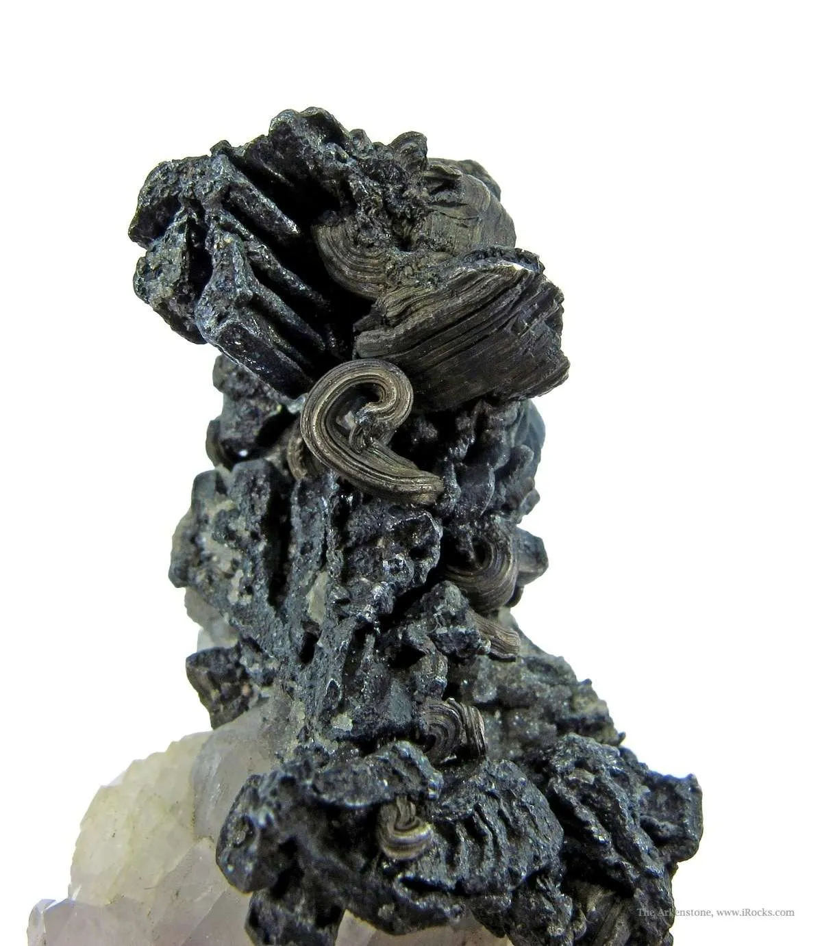 Pearceite With Wire Silver and Acanthite on Quartz - image 1