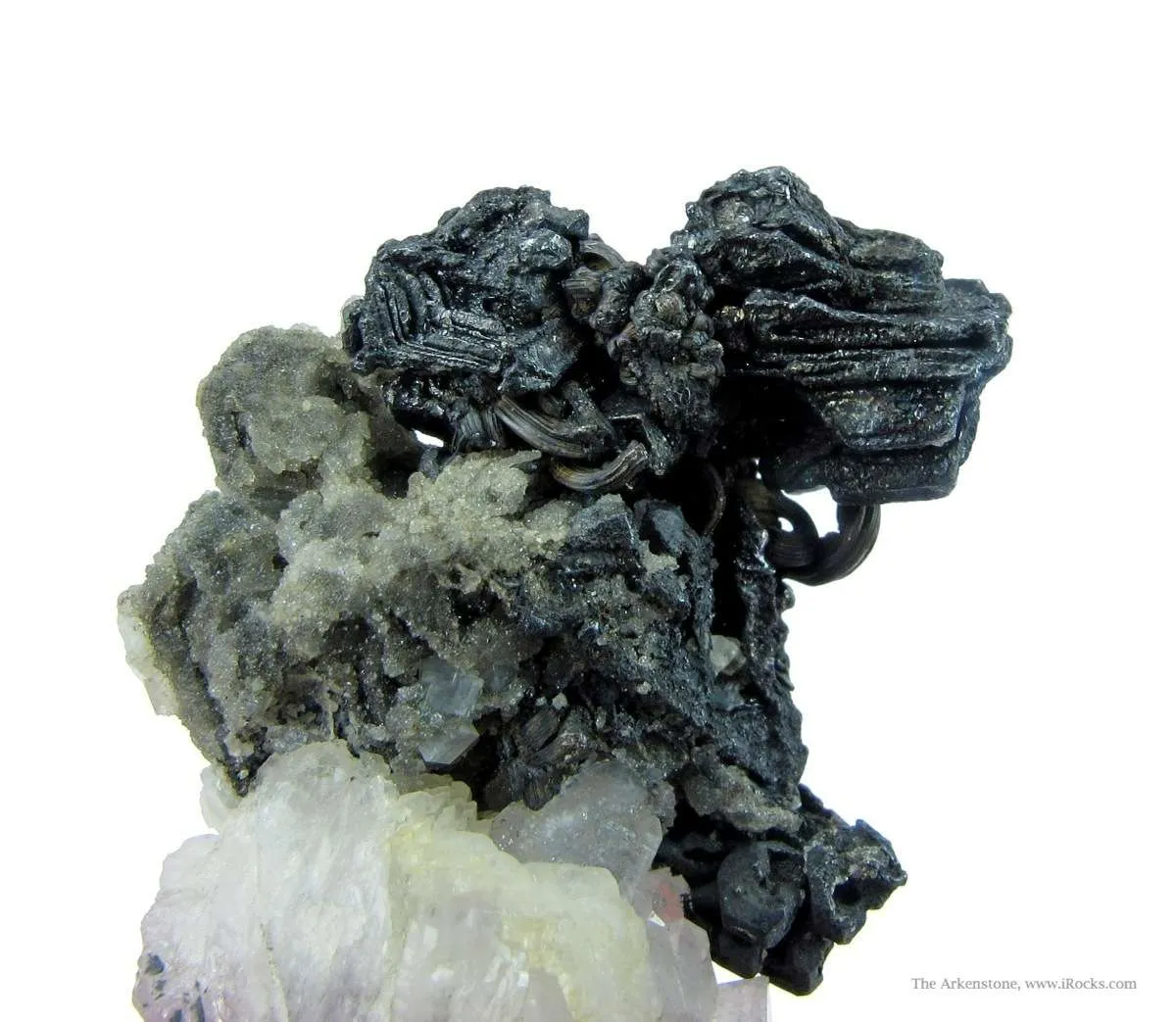 Pearceite With Wire Silver and Acanthite on Quartz - image 3