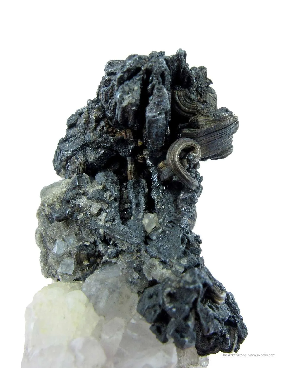 Pearceite With Wire Silver and Acanthite on Quartz - image 5