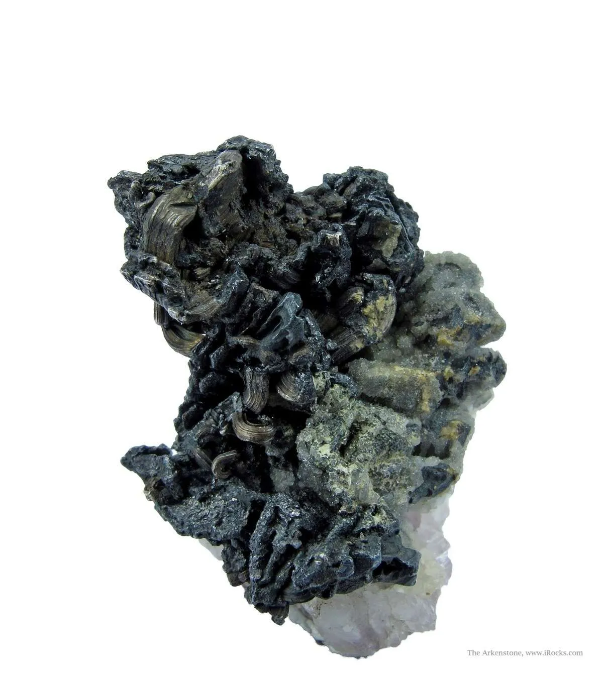 Pearceite With Wire Silver and Acanthite on Quartz - image 2