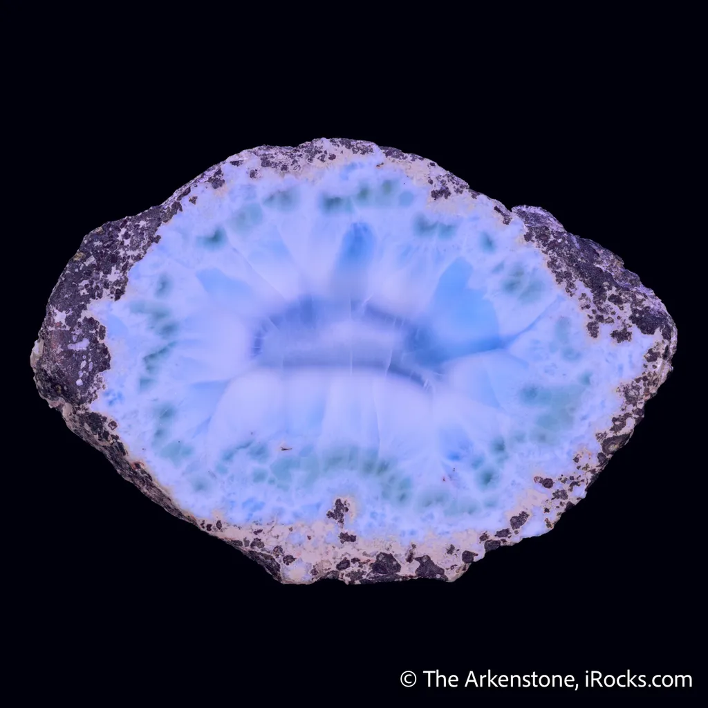 Pectolite var. Larimar ps. Cycad fossil stem - image 3