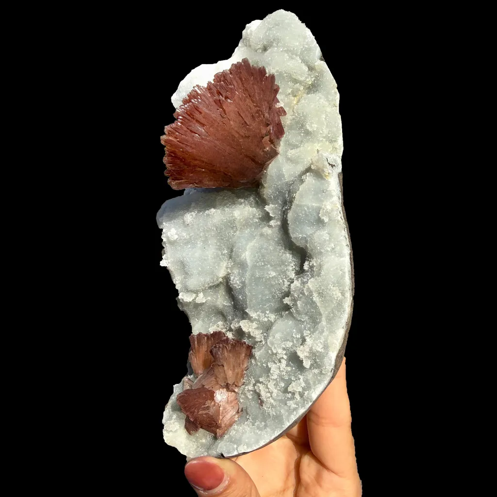 Perfect Heulandite on Blue Chalcedony  – Rare Natural Indian Zeolite Mineral Specimen from Maharashtra DKT73 image