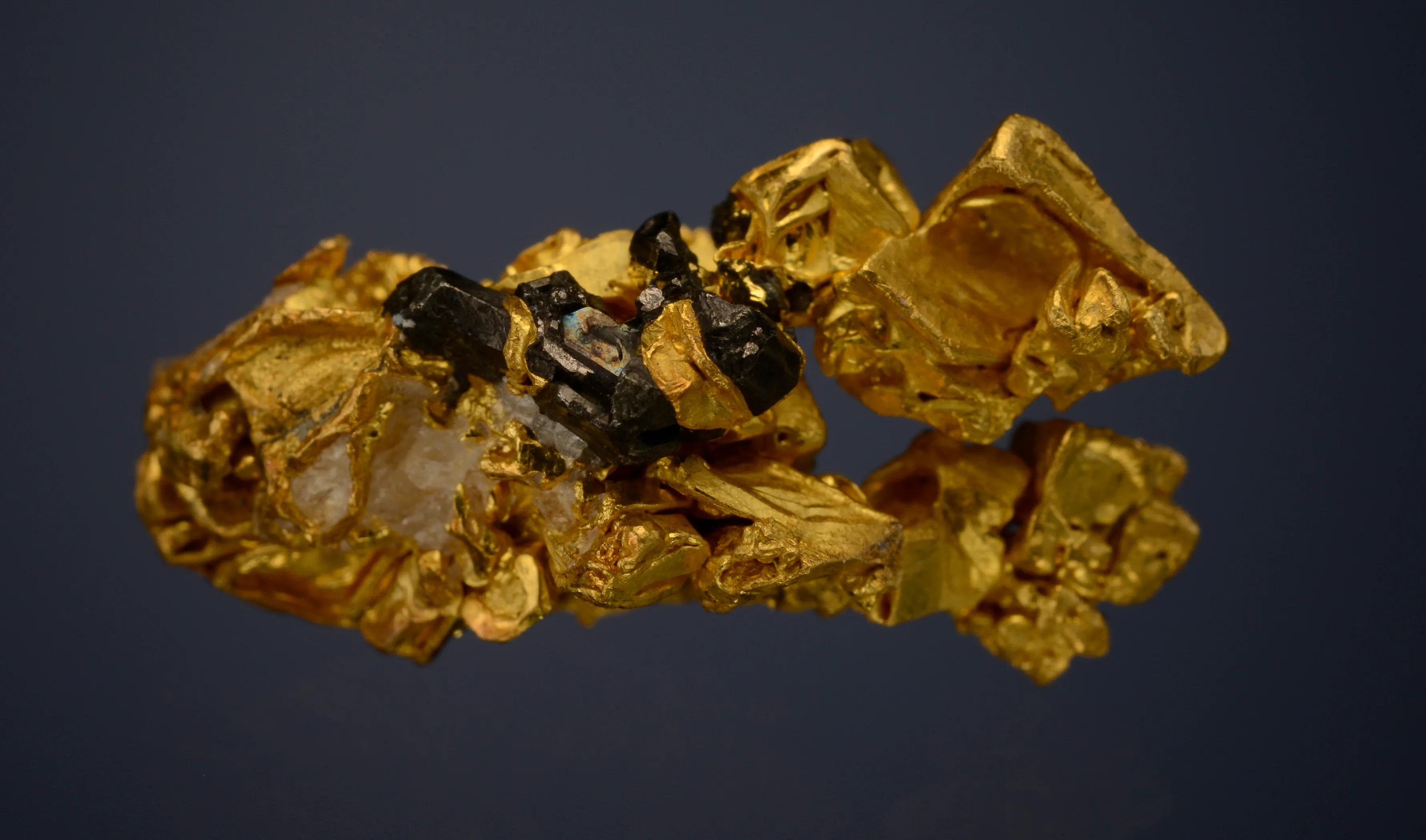 Petzite on gold.  Tuolomne, California, USA - image 1