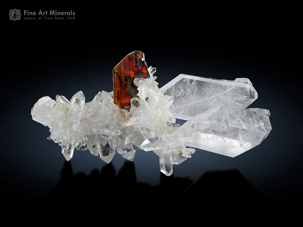 Phantom Brookite on Faden Quartz from Baluchistan Pakistan image