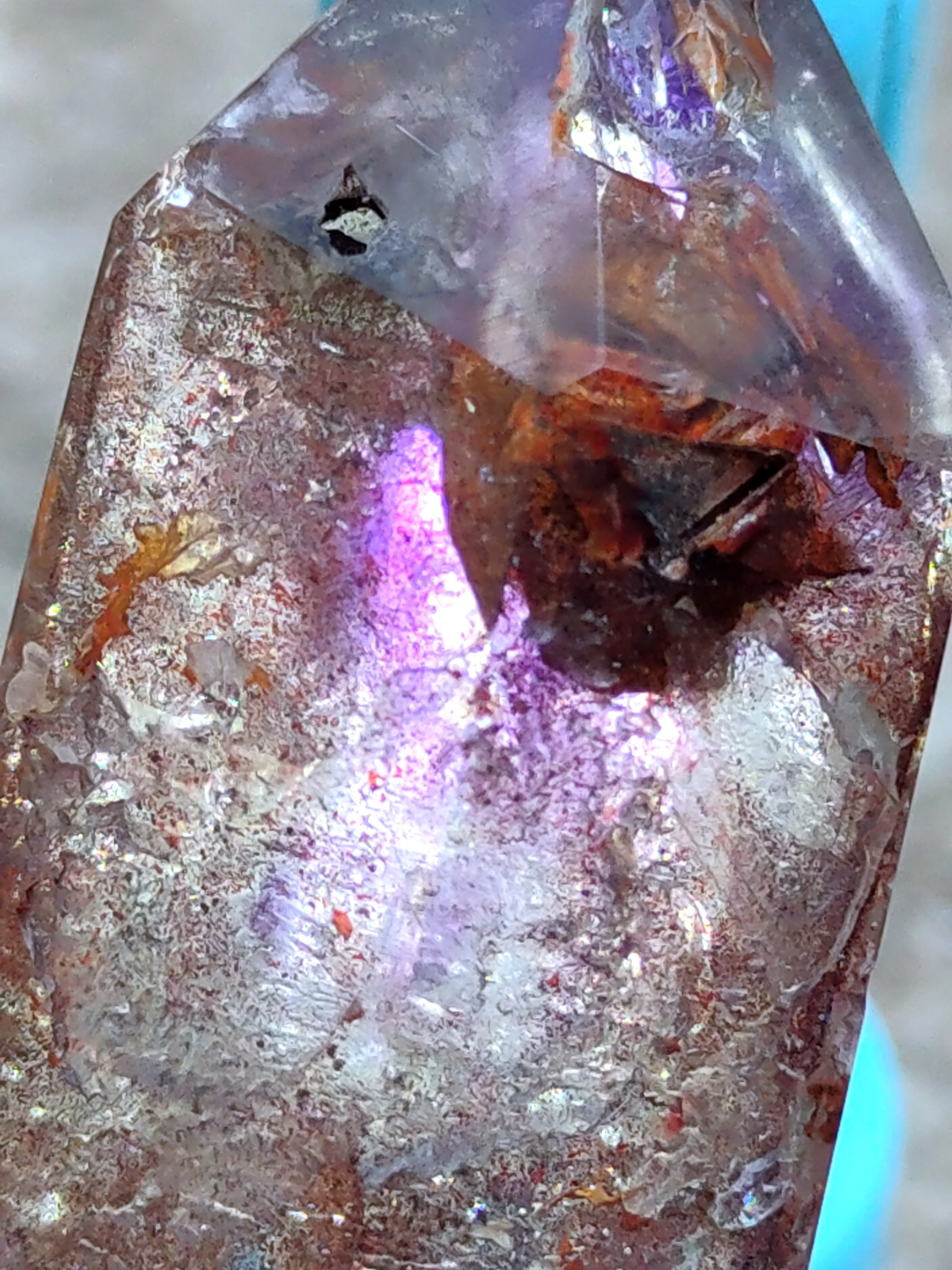 Phantom Karur Amethyst polished Crystal with Lepidocrocite - image 4