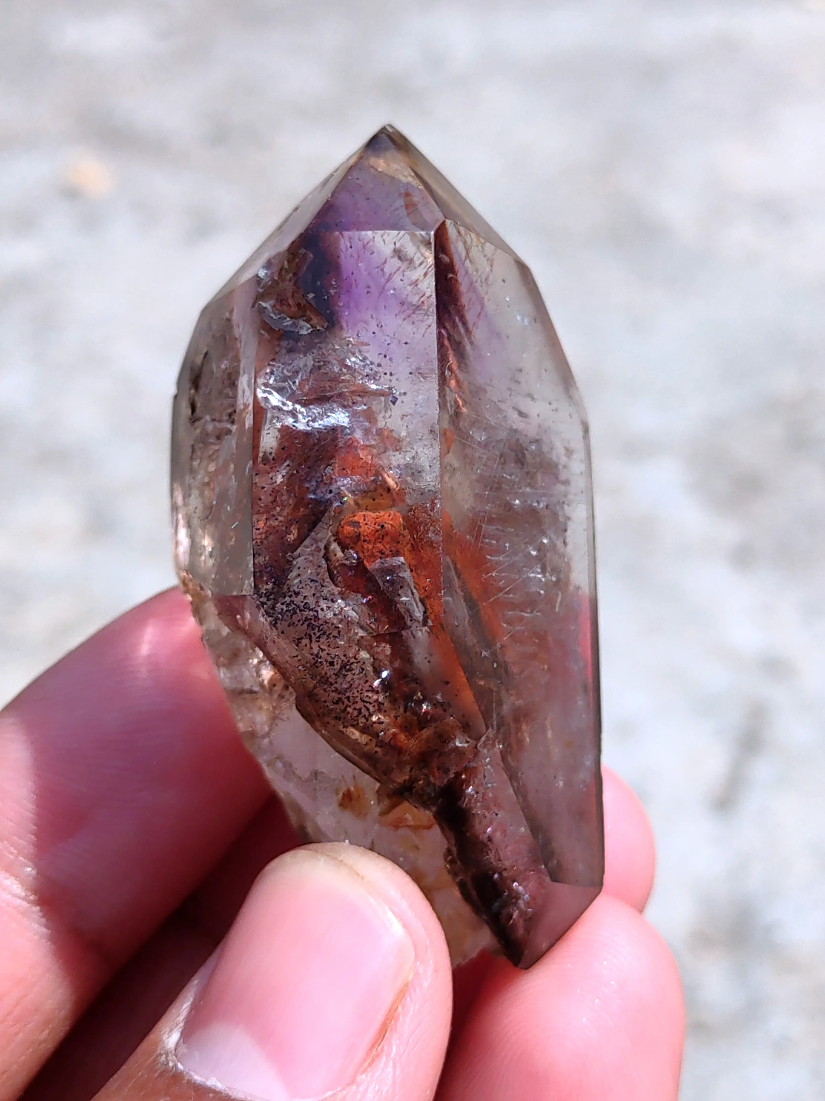 Phantom Karur Amethyst polished Crystal with Lepidocrocite - image 6