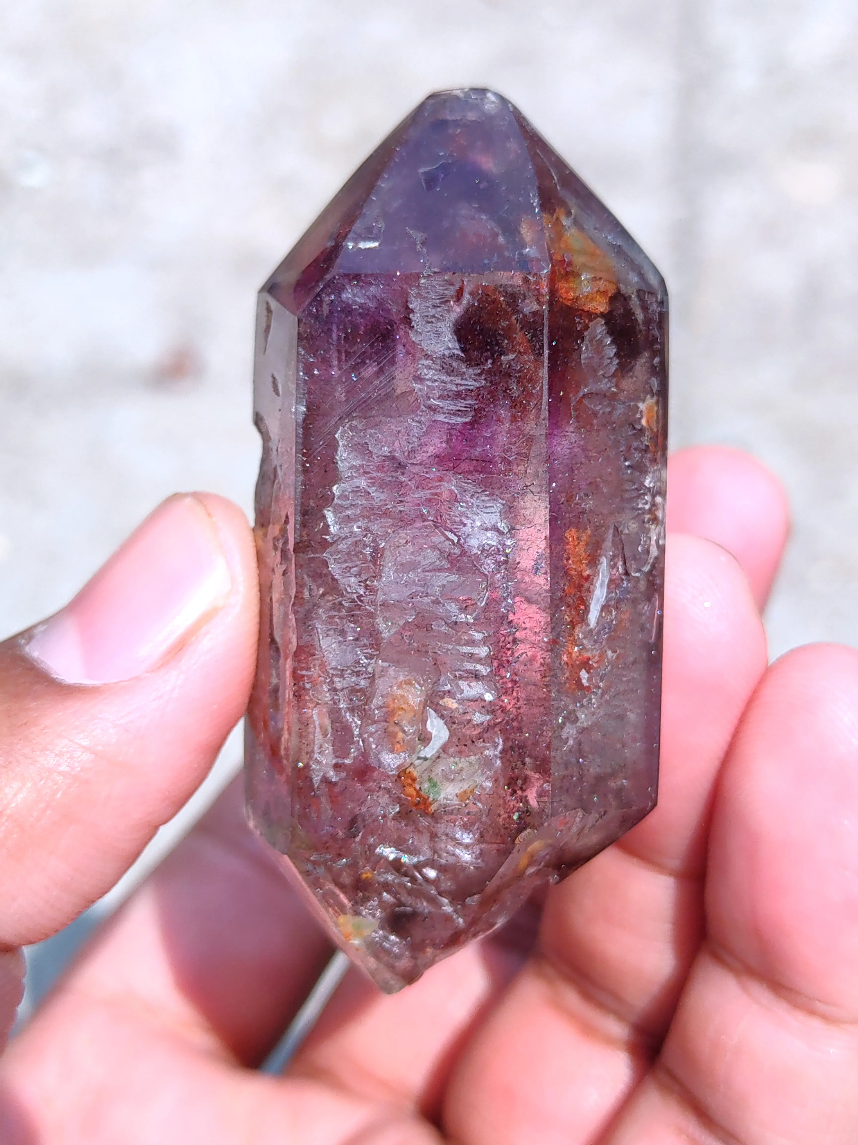 Phantom Karur Amethyst polished Crystal with Lepidocrocite - image 3