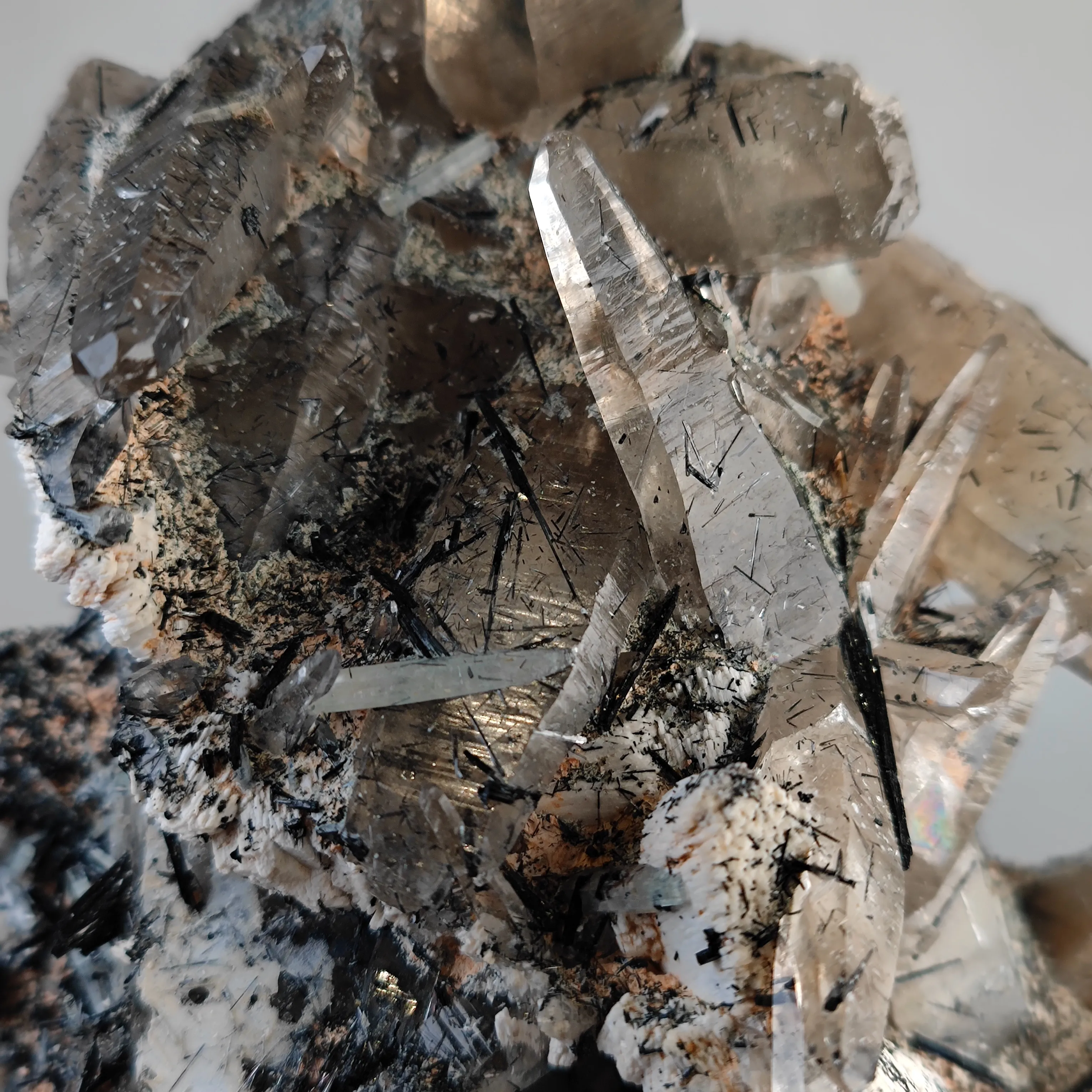 Phantom Smoky quartz with schorl and Aquamarine - image 7
