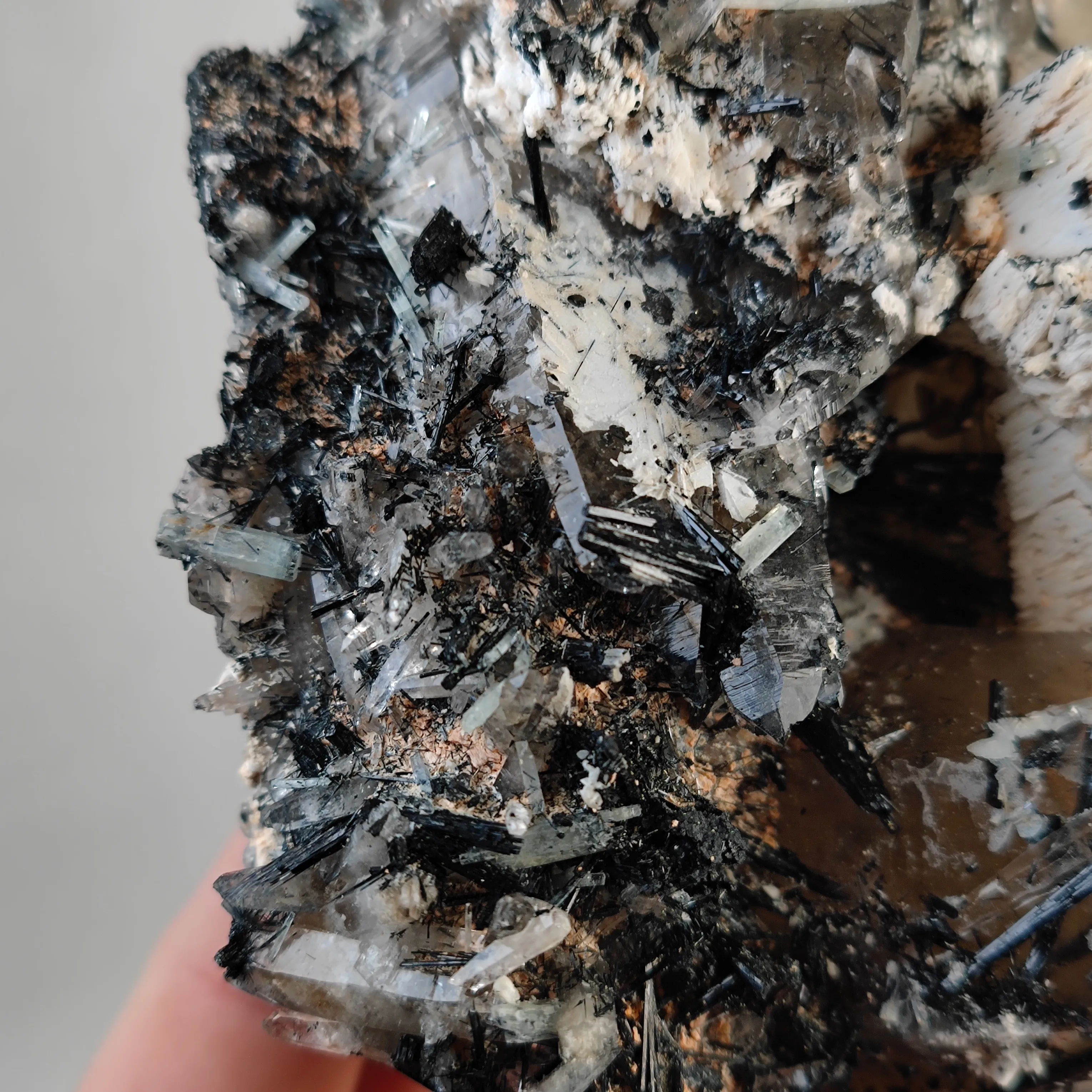 Phantom Smoky quartz with schorl and Aquamarine - image 5