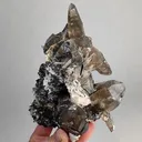 Phantom Smoky quartz with schorl and Aquamarine - image 1