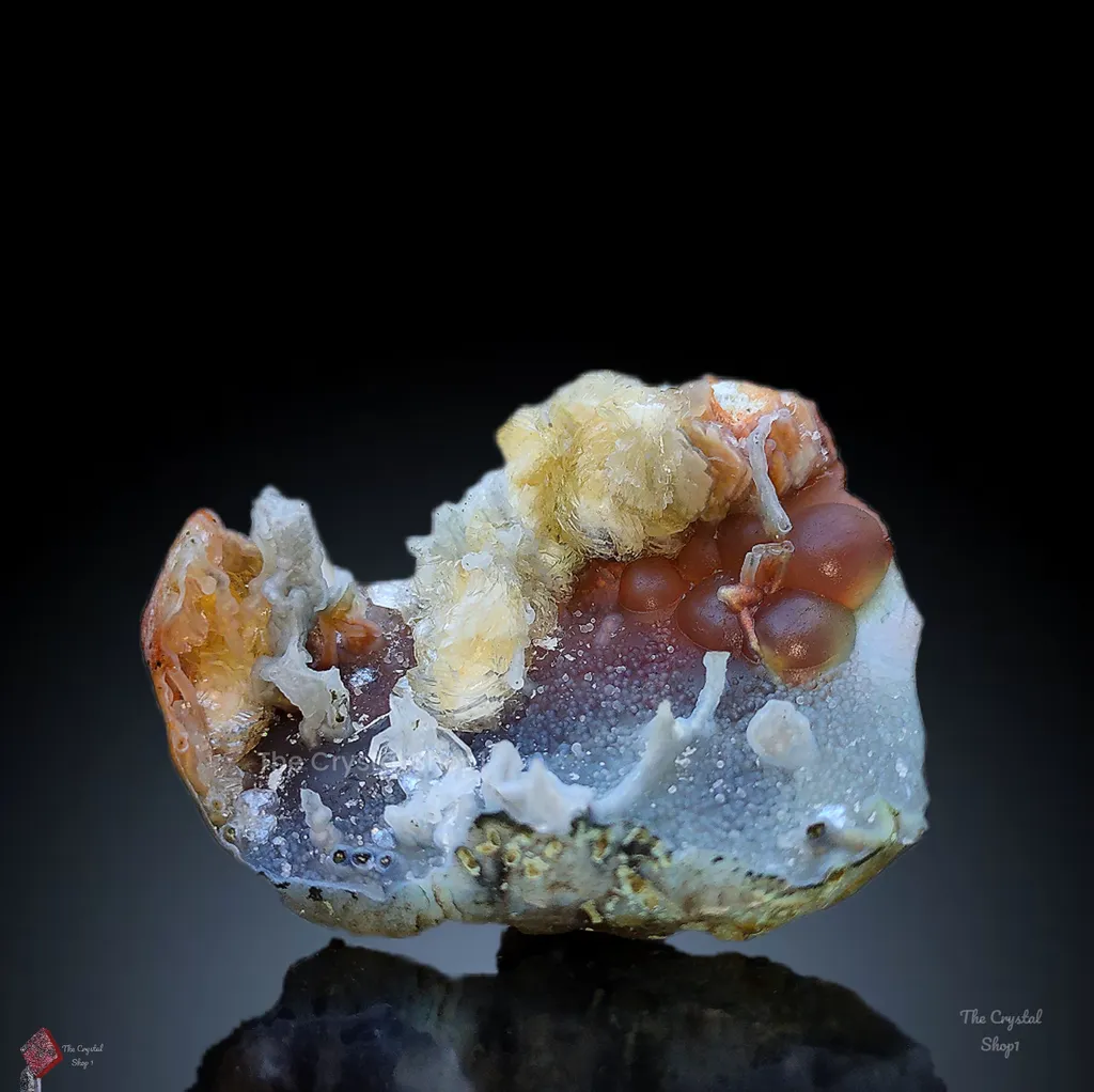 Phillipsite with Fluorite on Chalcedony. image