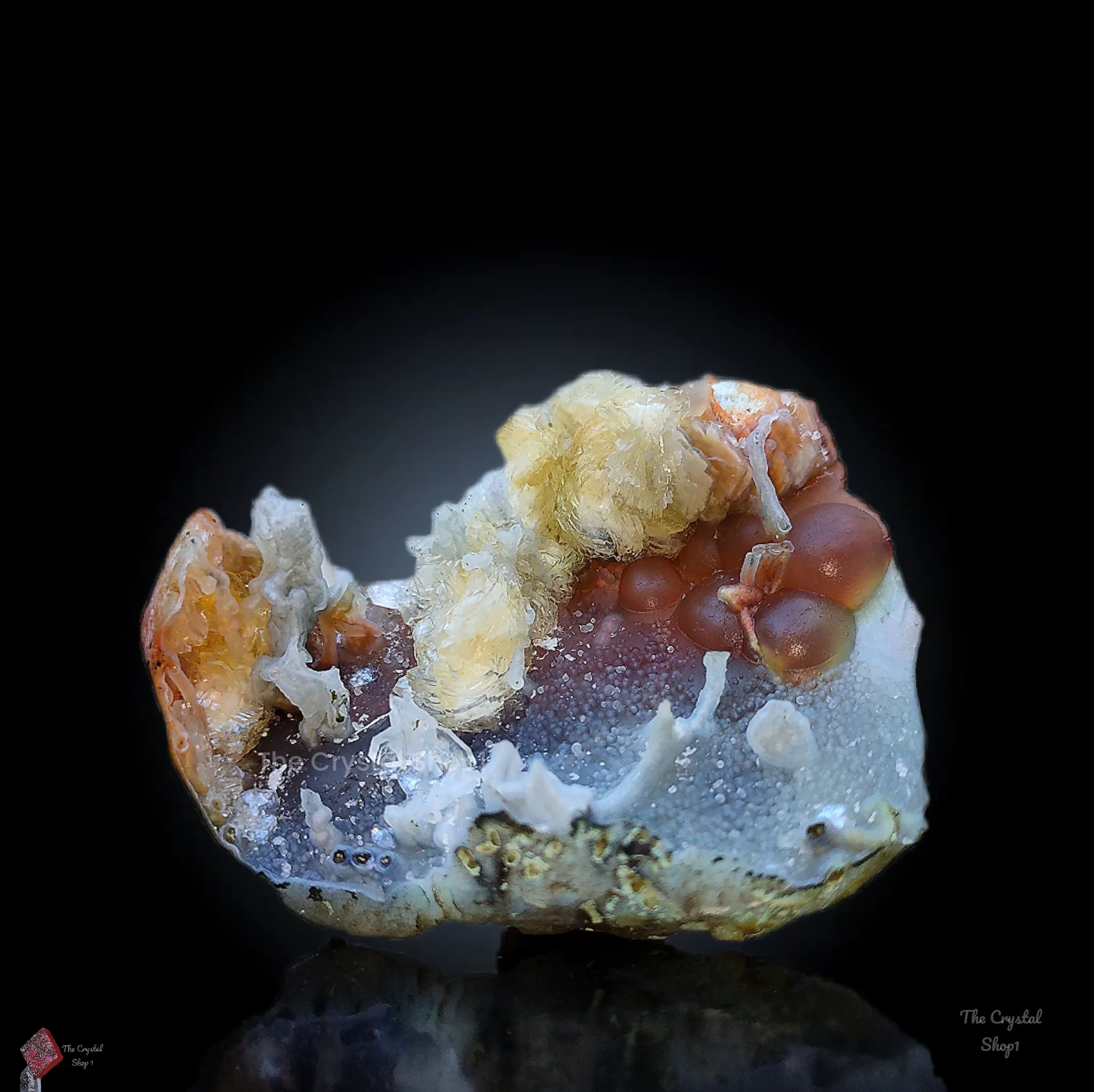 Phillipsite with Fluorite on Chalcedony. - image 10