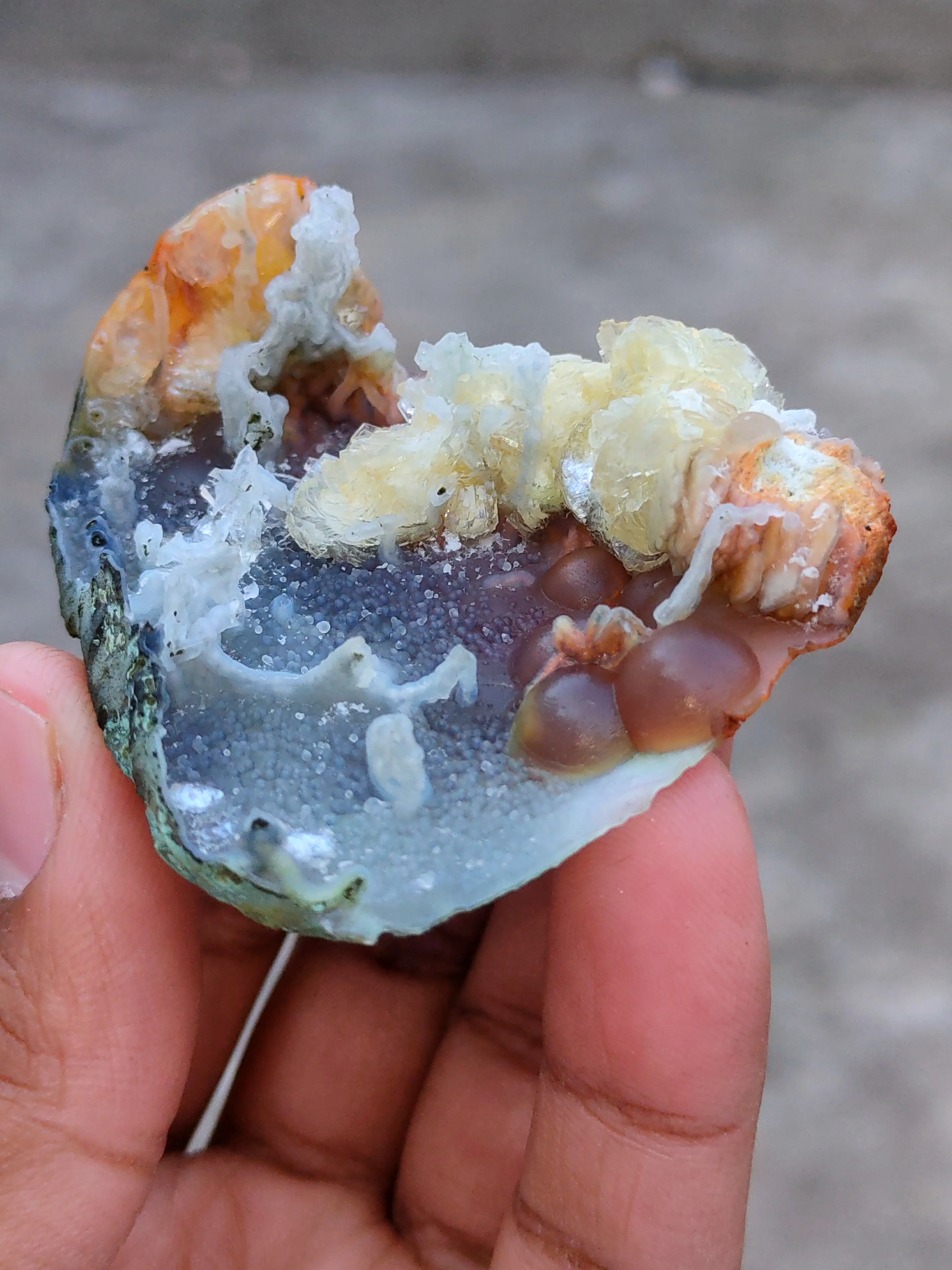 Phillipsite with Fluorite on Chalcedony. - image 6