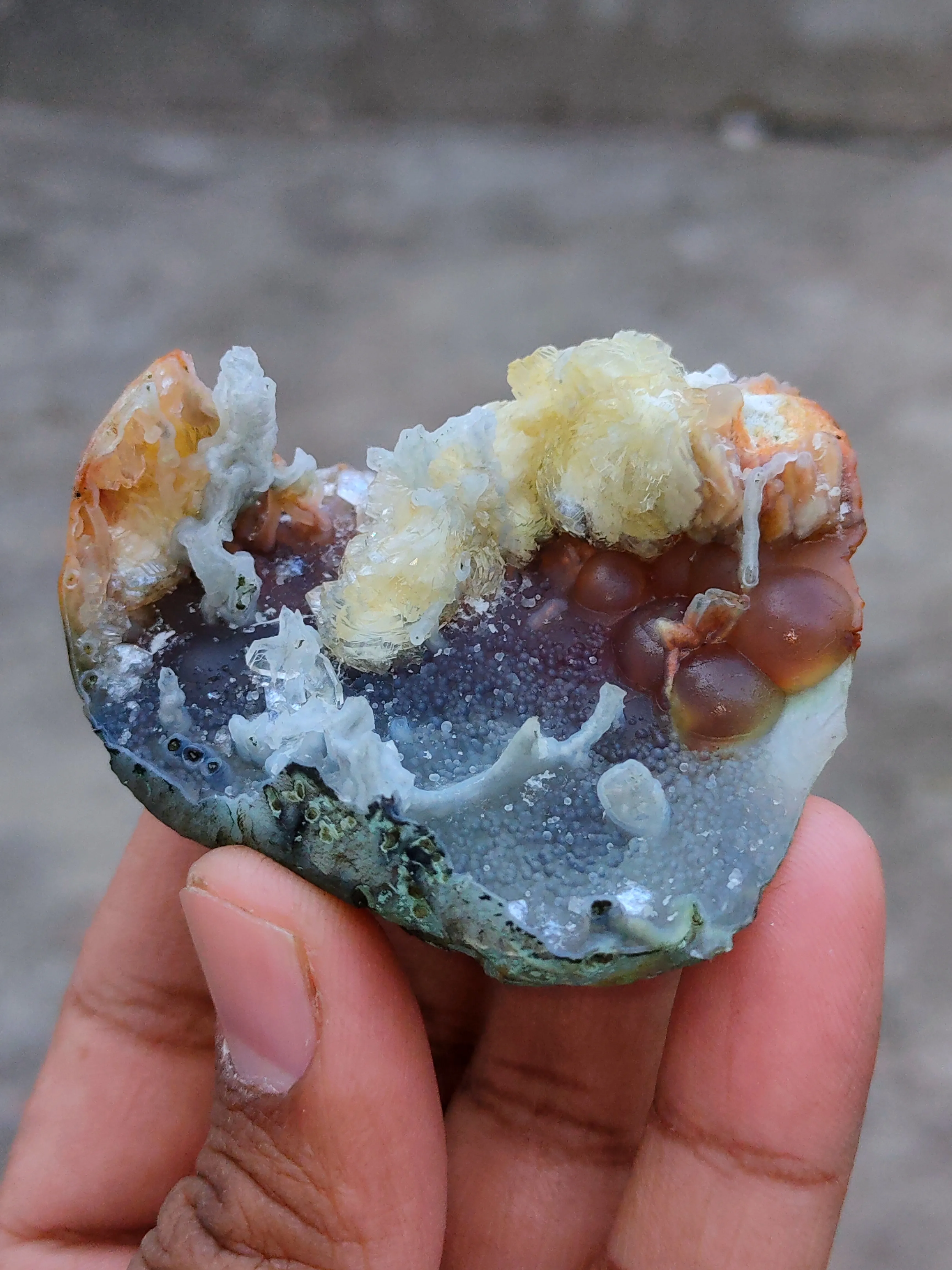 Phillipsite with Fluorite on Chalcedony. - image 3