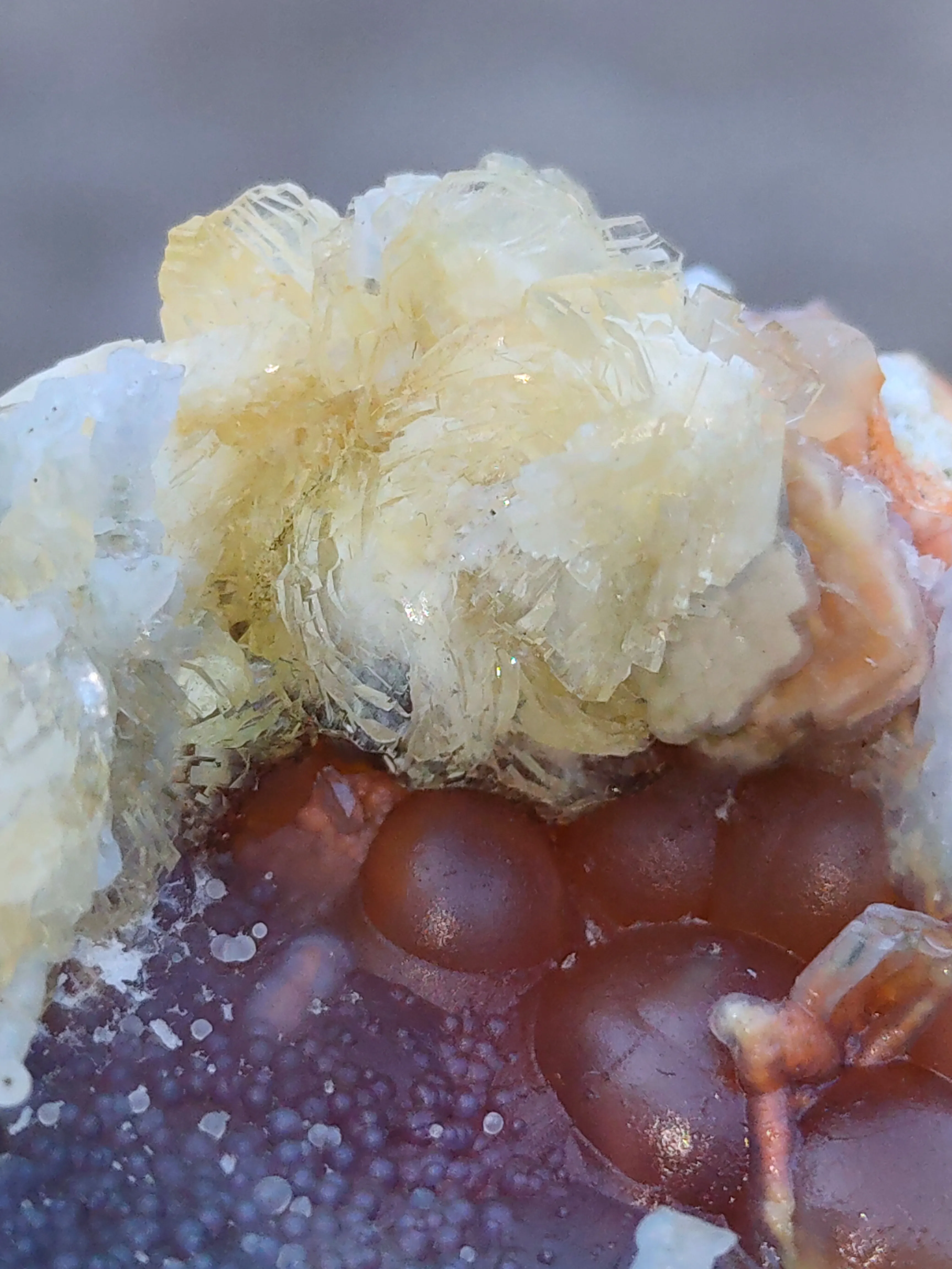 Phillipsite with Fluorite on Chalcedony. - image 8