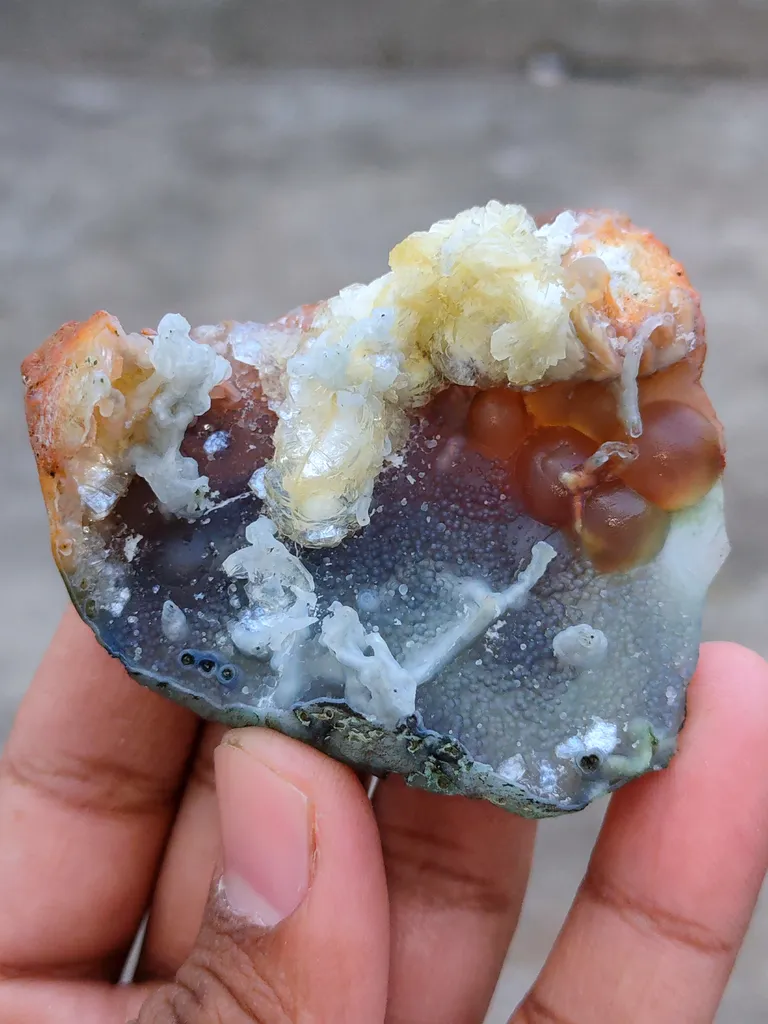 Phillipsite with Fluorite on Chalcedony. - image 5