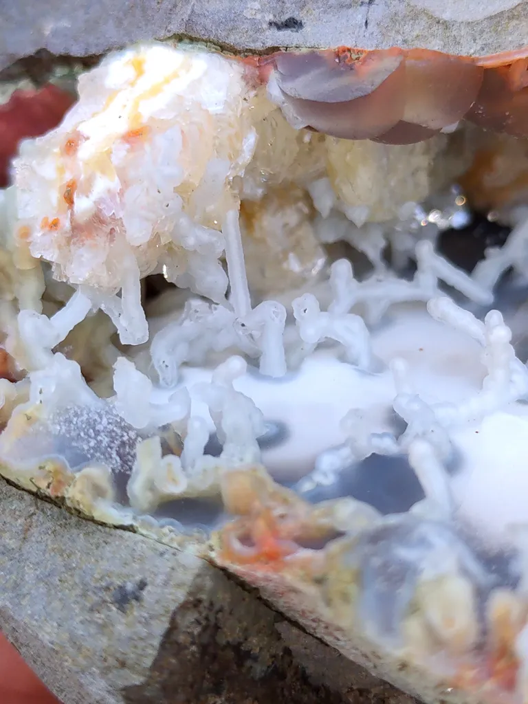 Phillipsite with Fluorite on Chalcedony. Natural Mineral specimen - image 7