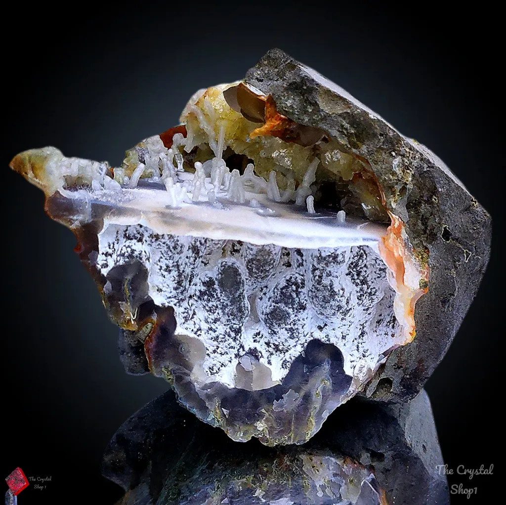 Phillipsite with Fluorite on Chalcedony. Natural Mineral specimen - image 10