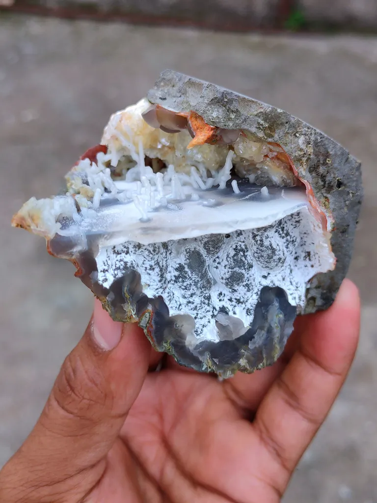 Phillipsite with Fluorite on Chalcedony. Natural Mineral specimen - image 3