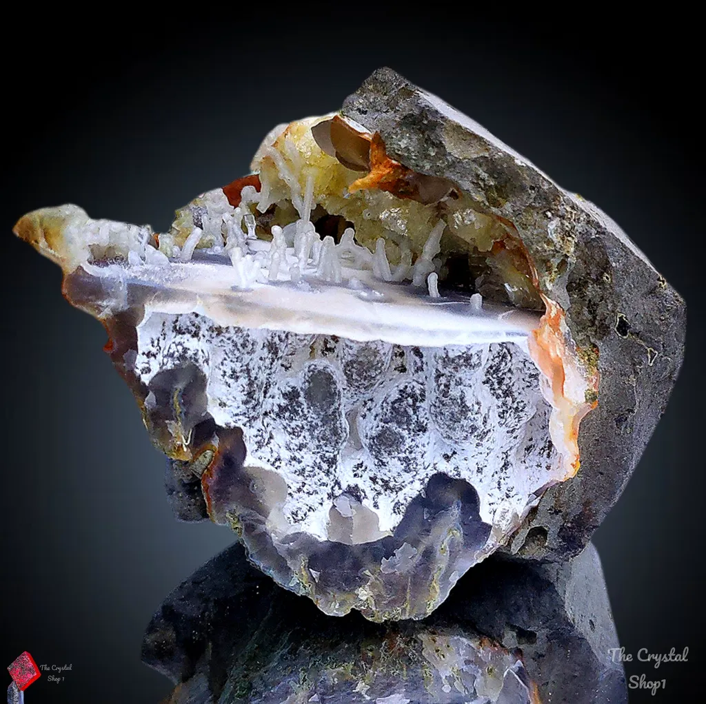 Phillipsite with Fluorite on Chalcedony. Natural Mineral specimen - image 9