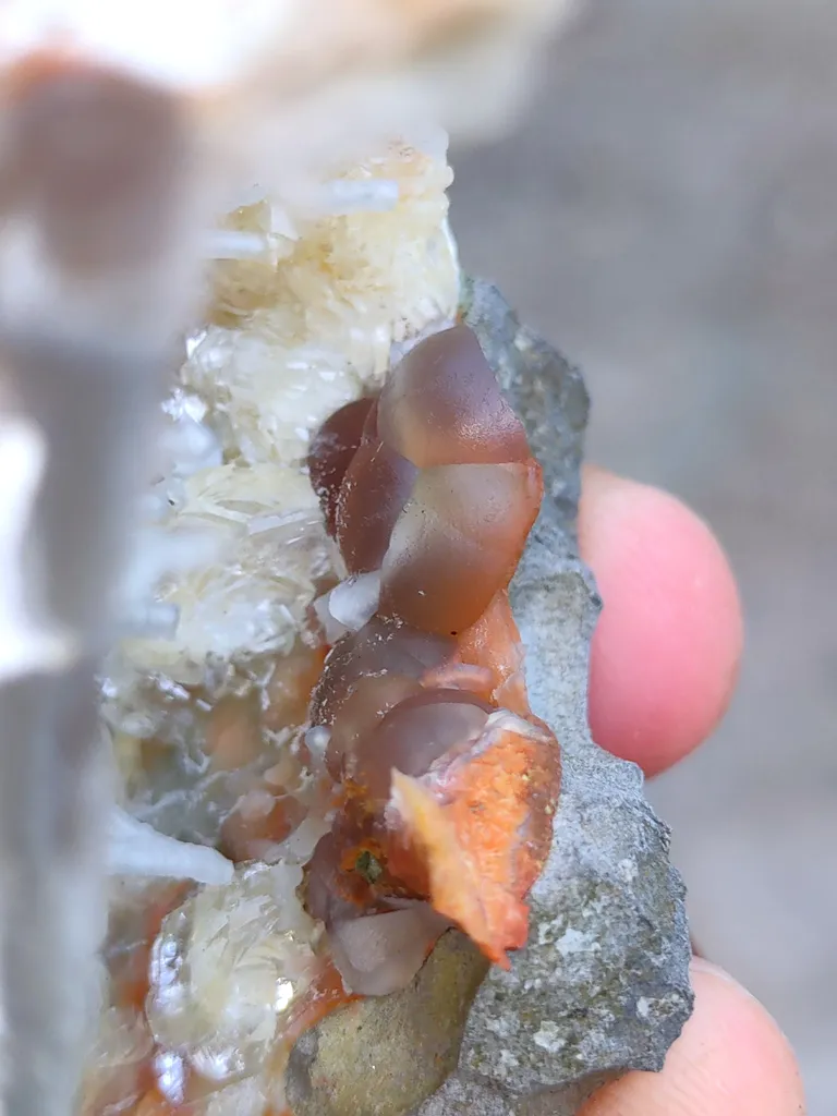 Phillipsite with Fluorite on Chalcedony. Natural Mineral specimen - image 5
