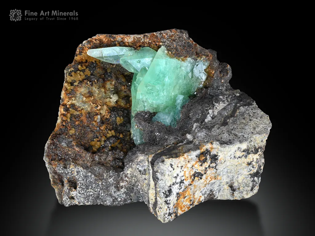 Phosphophyllite on Matrix from Bolivia image
