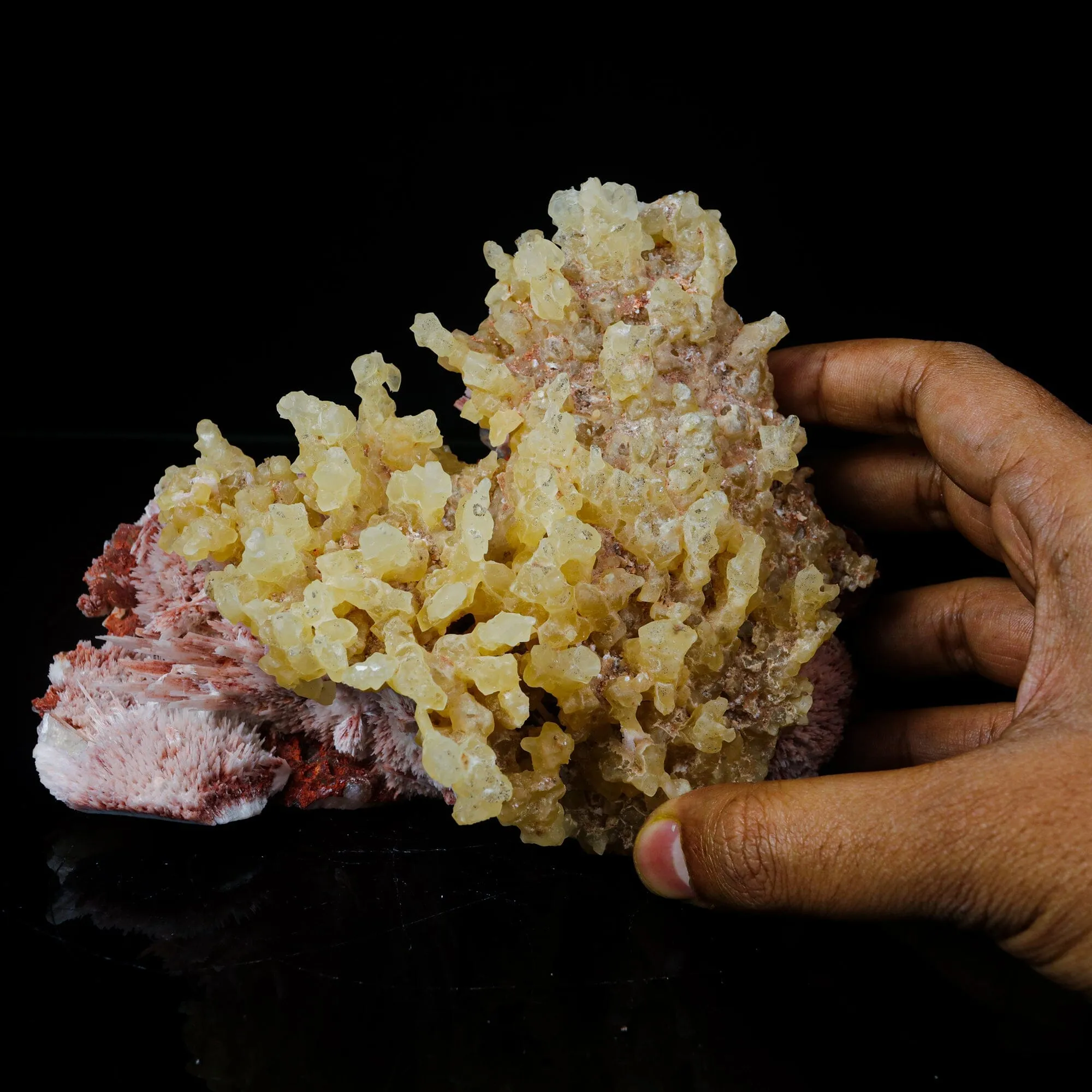 Phosphorescent Calcite on Mordenite with Iron Inclusions – Rare Mineral Specimen from India - image 4