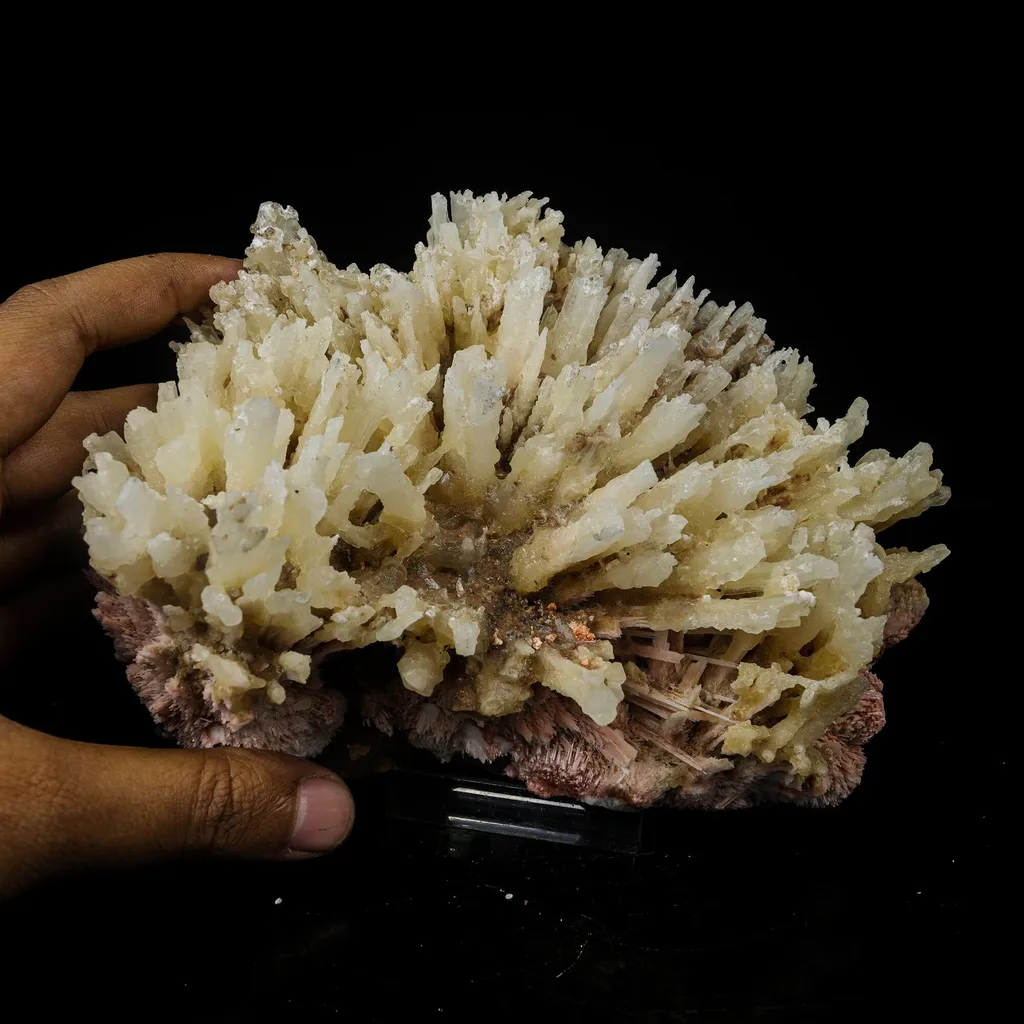 Phosphorescent Calcite on Mordenite with Iron Inclusions – Rare Mineral Specimen from India - image 4