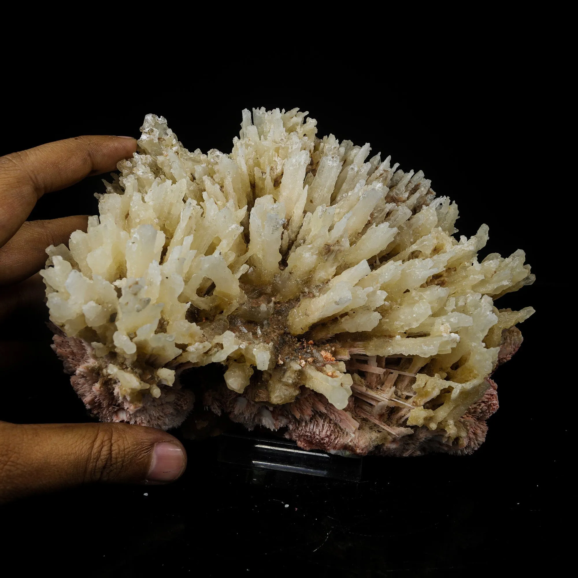 Phosphorescent Calcite on Mordenite with Iron Inclusions – Rare Mineral Specimen from India - image 6