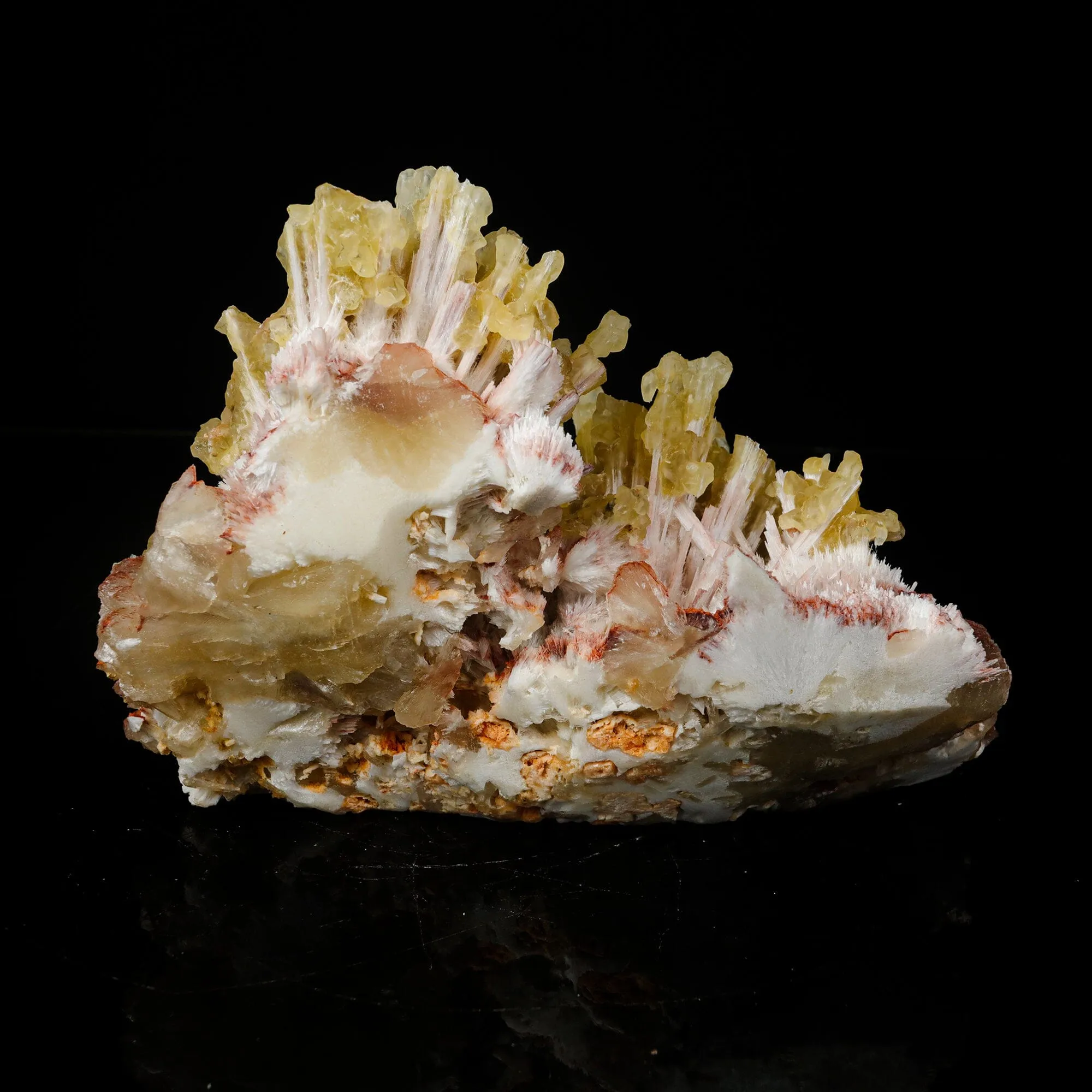 Phosphorescent Calcite on Mordenite with Iron Inclusions – Rare Mineral Specimen from India - image 5