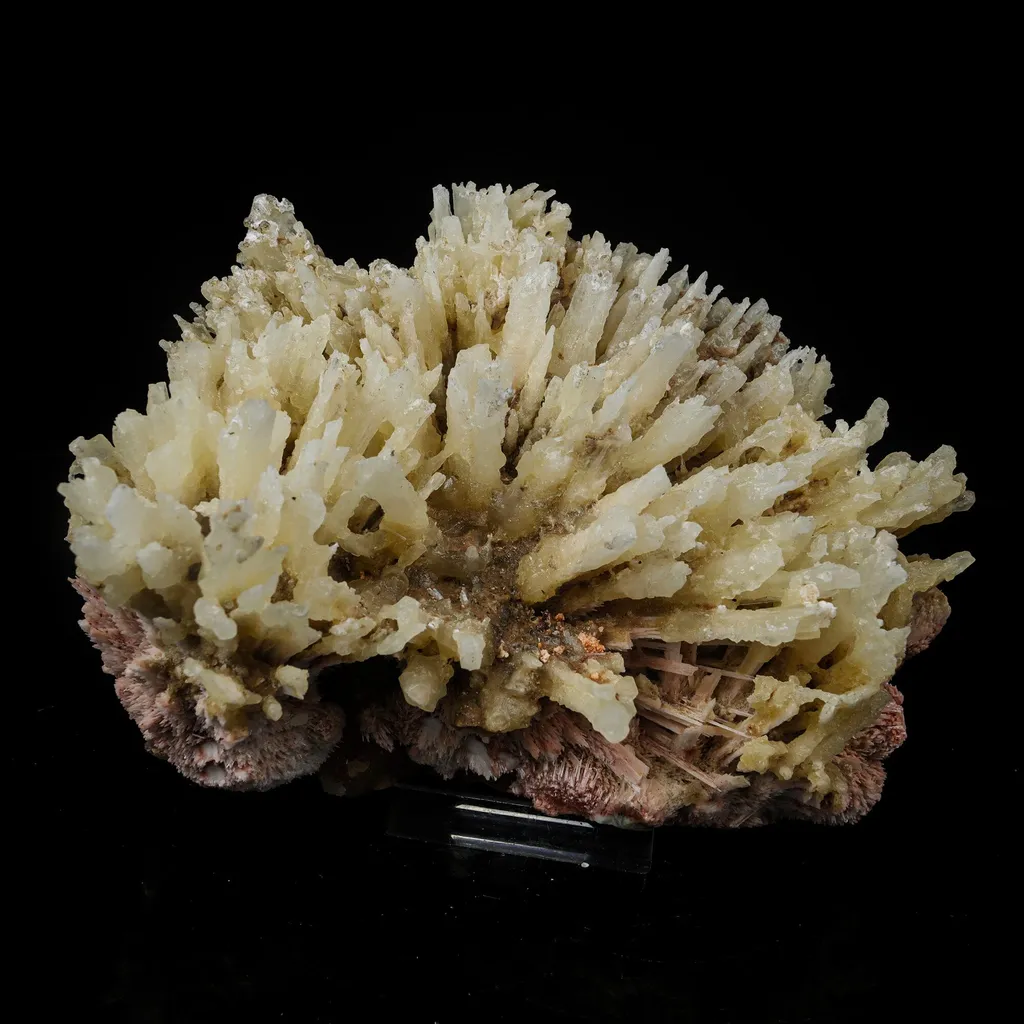 Phosphorescent Calcite on Mordenite with Iron Inclusions – Rare Mineral Specimen from India image