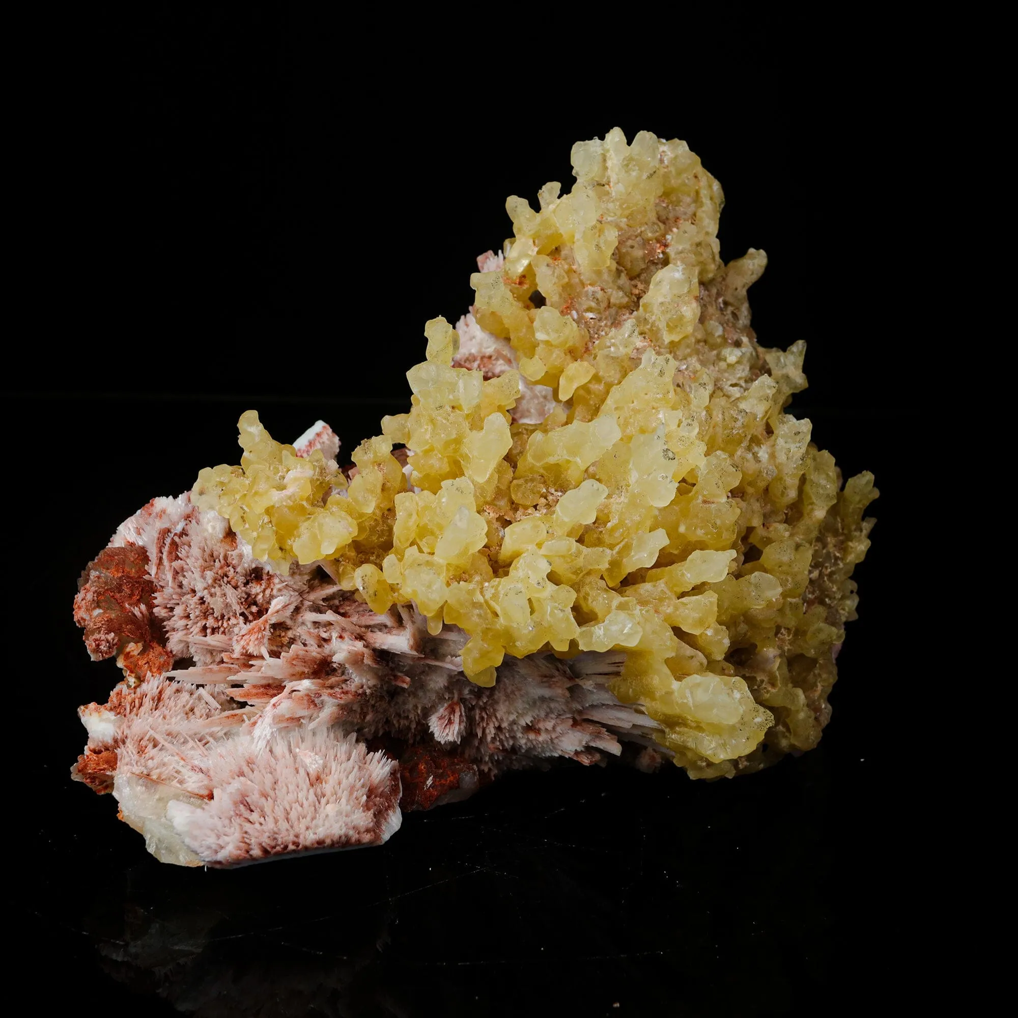 Phosphorescent Calcite on Mordenite with Iron Inclusions – Rare Mineral Specimen from India - image 2