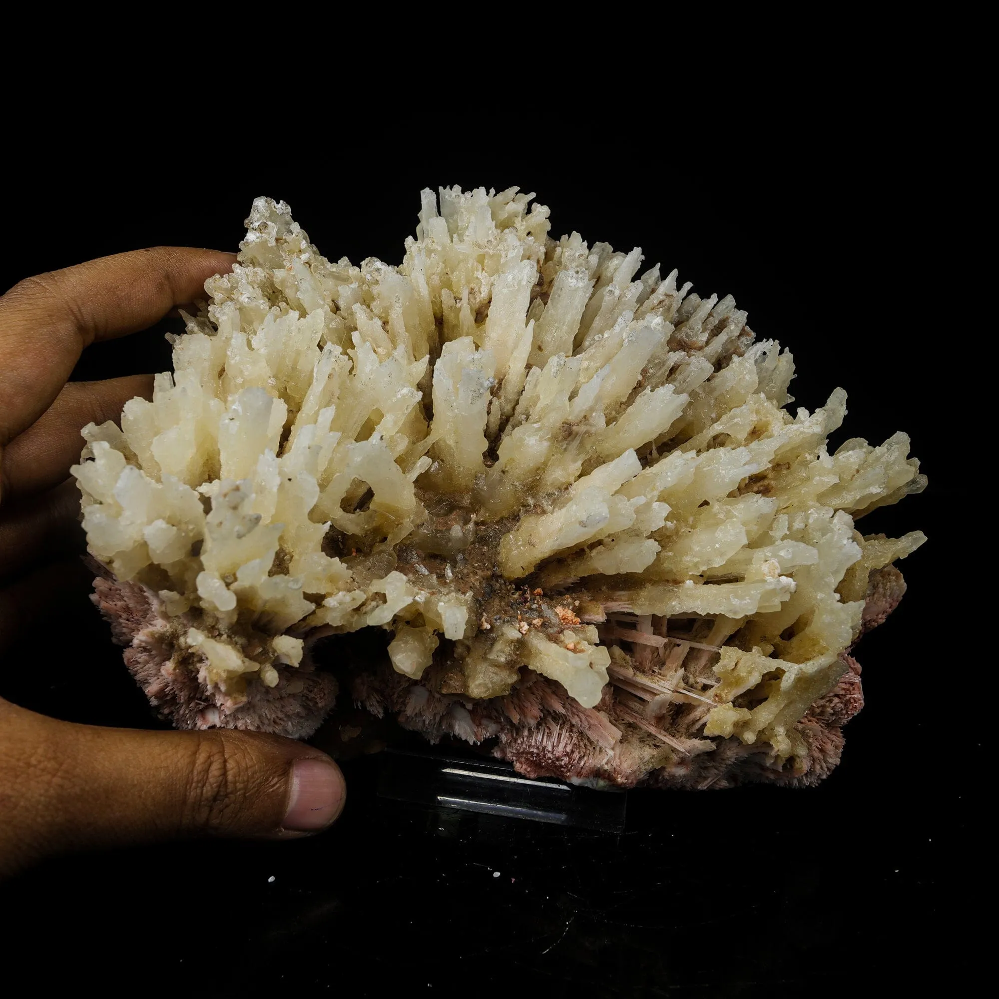 Phosphorescent Calcite on Mordenite with Iron Inclusions – Rare Mineral Specimen from India - image 4