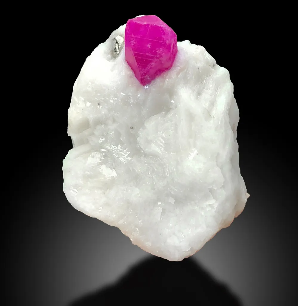 Pigeon Blood Ruby Crystal Matrix Pyrite Specimen Fromfrom Afghanistan, Kabul, Jegdalek ruby deposit - image 4