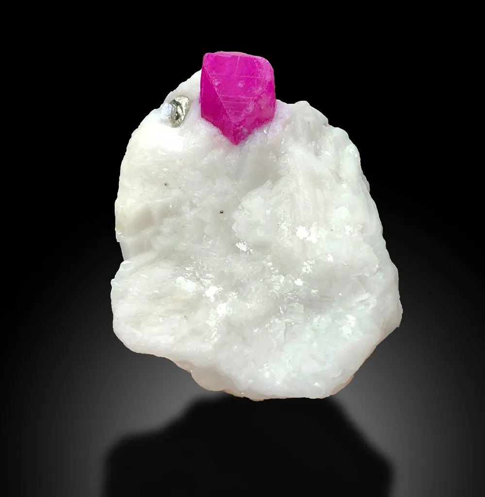 Pigeon Blood Ruby Crystal Matrix Pyrite Specimen Fromfrom Afghanistan, Kabul, Jegdalek ruby deposit - image 2