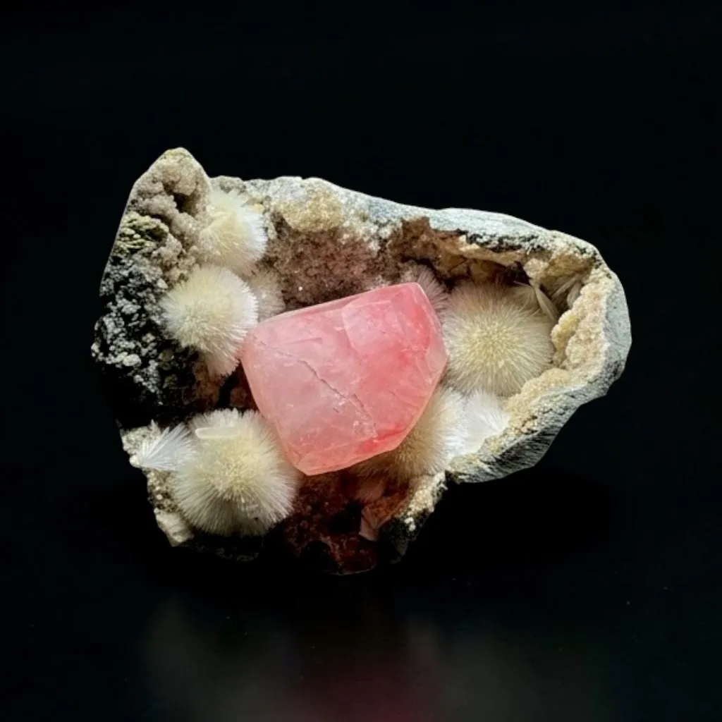 Pink Calcite with Mesolite image
