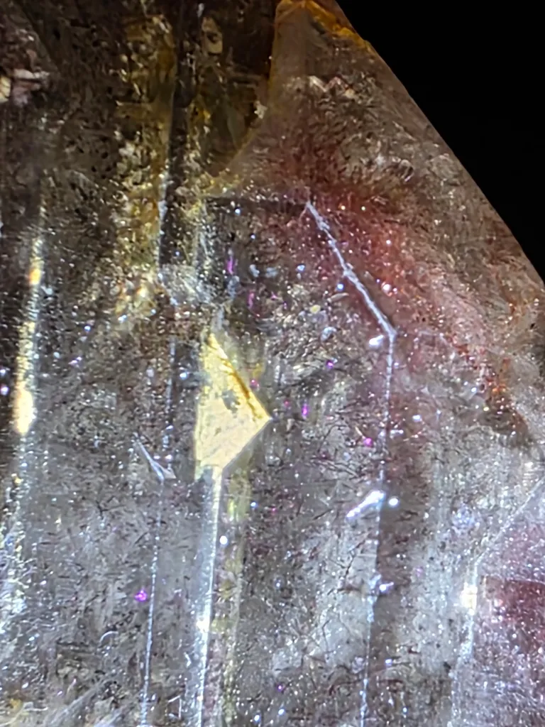 Pink f fire smoky quartz with covelite inclusions floater - image 6