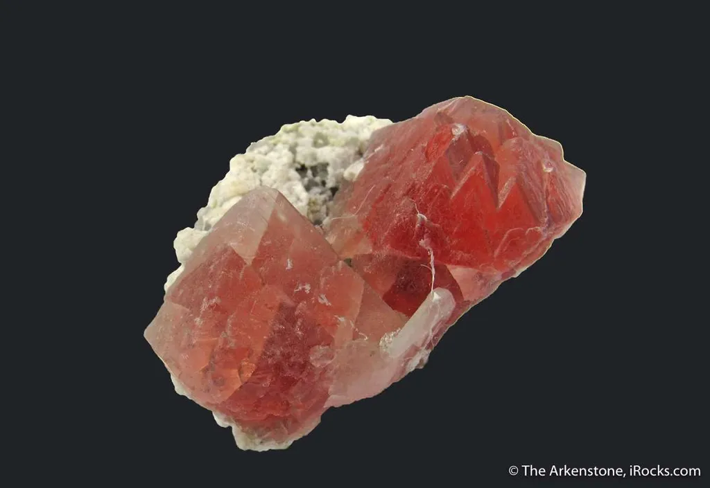 Pink Fluorite on Albite and Quartz - image 3