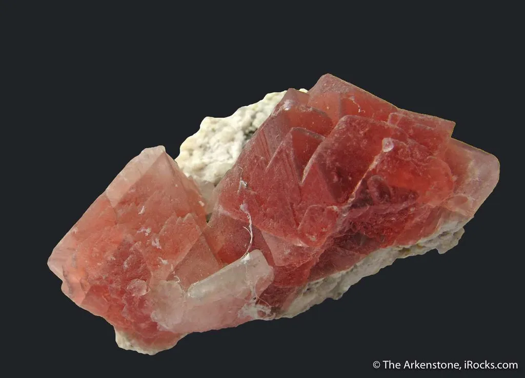 Pink Fluorite on Albite and Quartz - image 4
