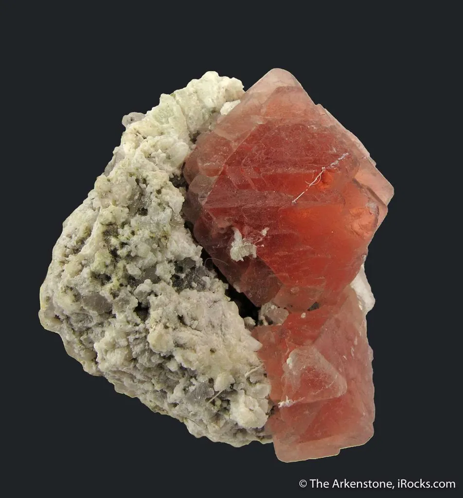Pink Fluorite on Albite and Quartz image