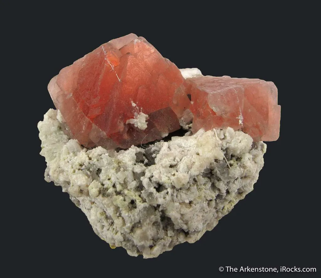 Pink Fluorite on Albite and Quartz - image 2